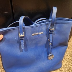 Michael kors blue leather tote